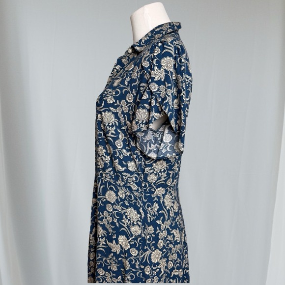 CHAPS Womens Midi Floral Dress Size S Blue Flutter Sleeve Cottagecore‎ Fairy - Picture 9 of 16